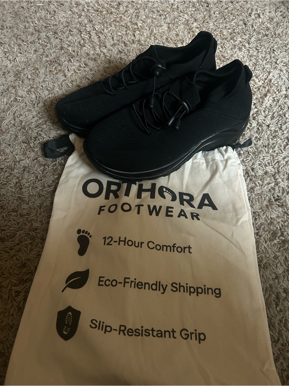Orthora Women's Black Knit Slip-On Athletic Sneakers